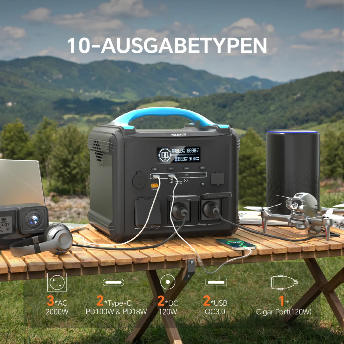 NECESPOW Portable Power Station 2000W portable power station
